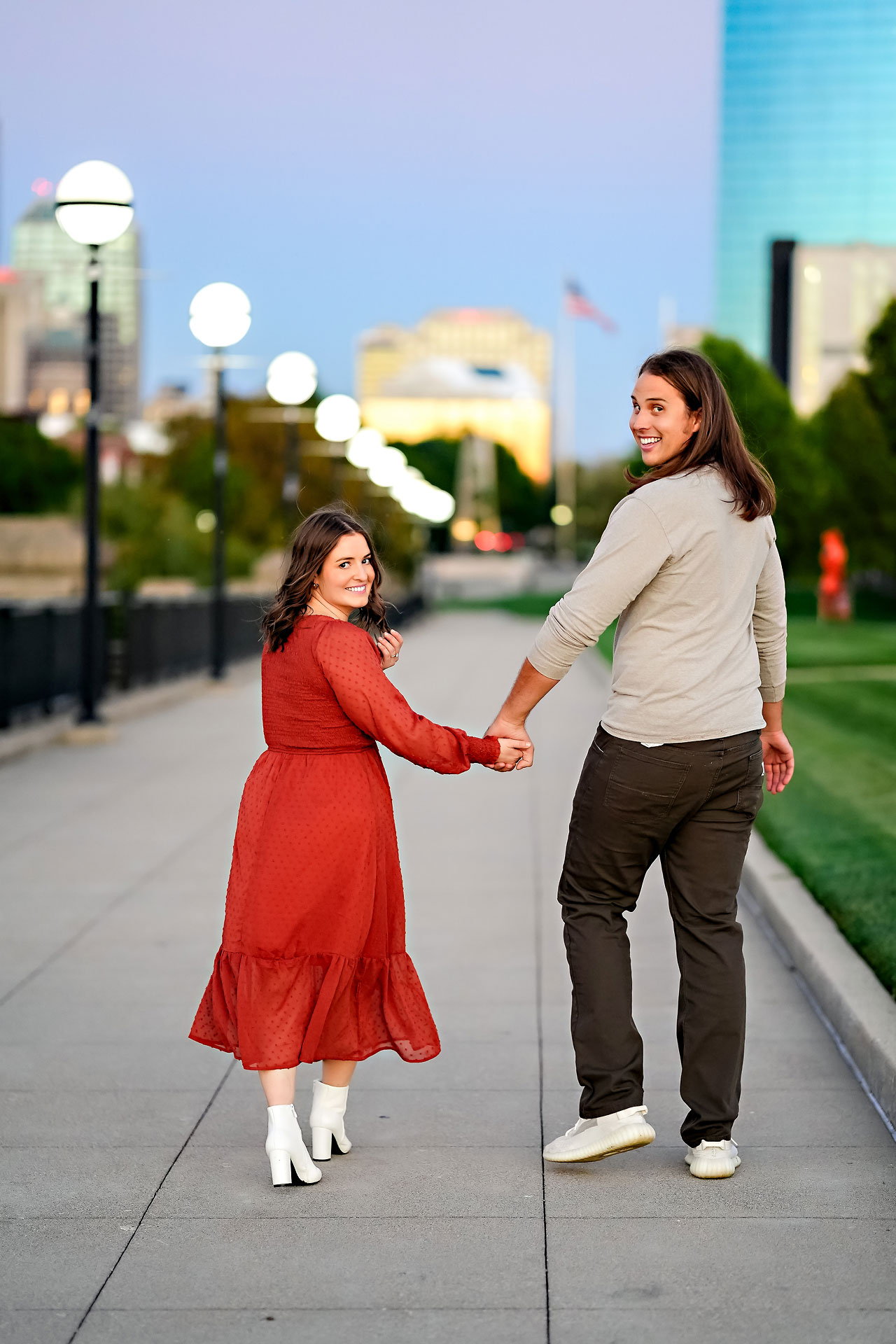 Erin Spencer Holcomb Gardens Fountain Square Canal Indianapolis Engagement Session 117