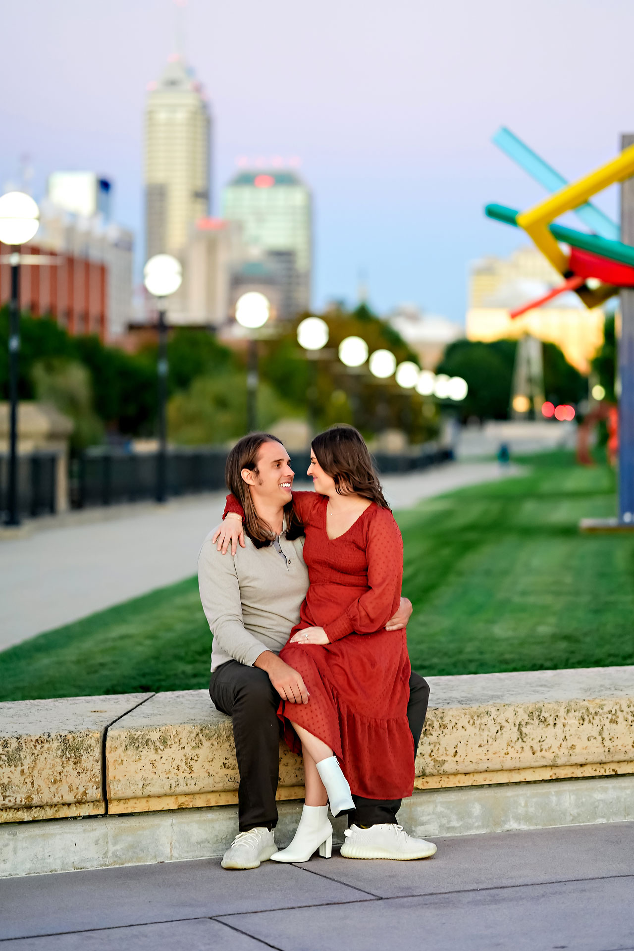 Erin Spencer Holcomb Gardens Fountain Square Canal Indianapolis Engagement Session 125